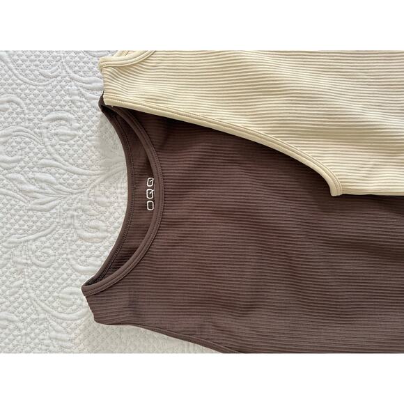 OQC Women’s Brown & Cream Ribbed Halter Neck Body Suit Bundle Size XL - Picture 4 of 8